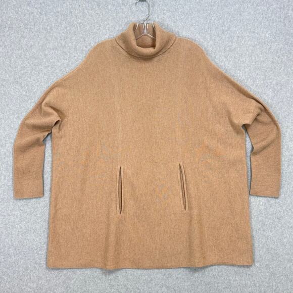 Garnet Hill Oversized Turtleneck Sweater Size M Merino Wool Cashmere QuietLuxury - Picture 3 of 16